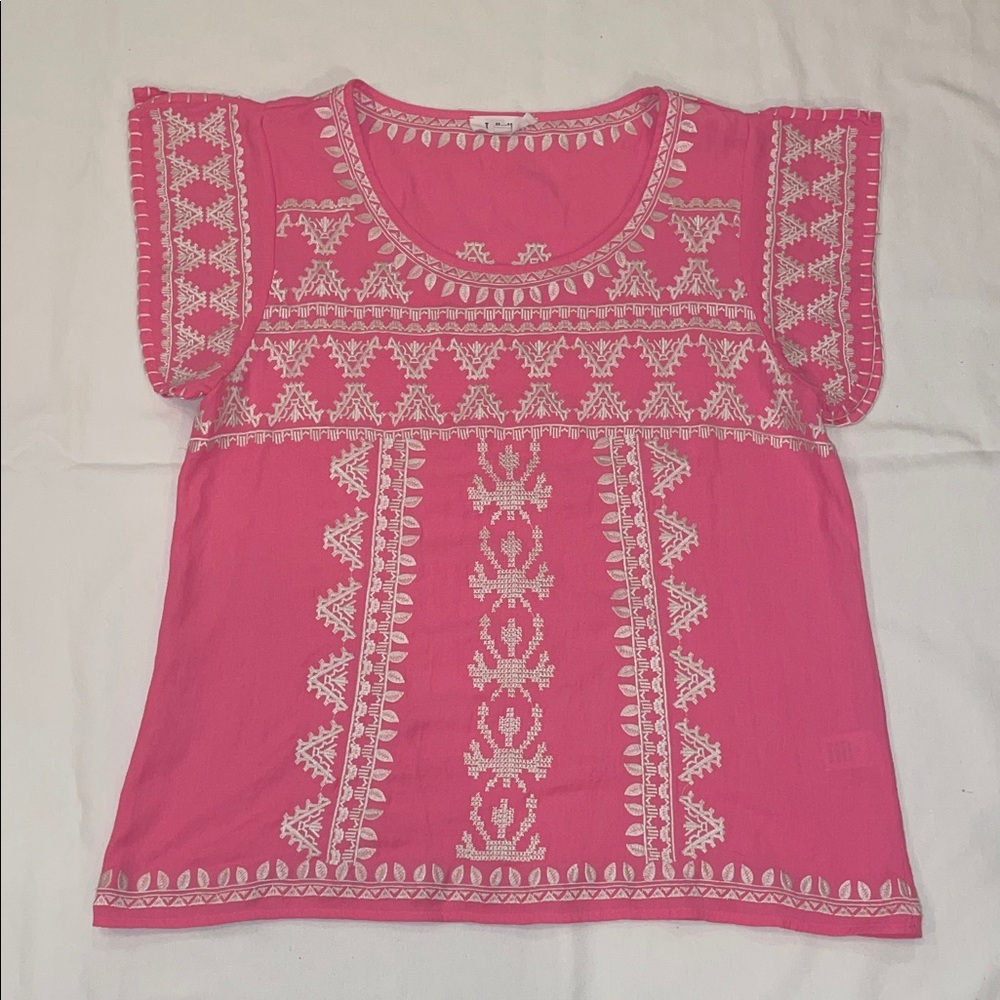 Women’s THML Pink Top with White Embroidery Size L